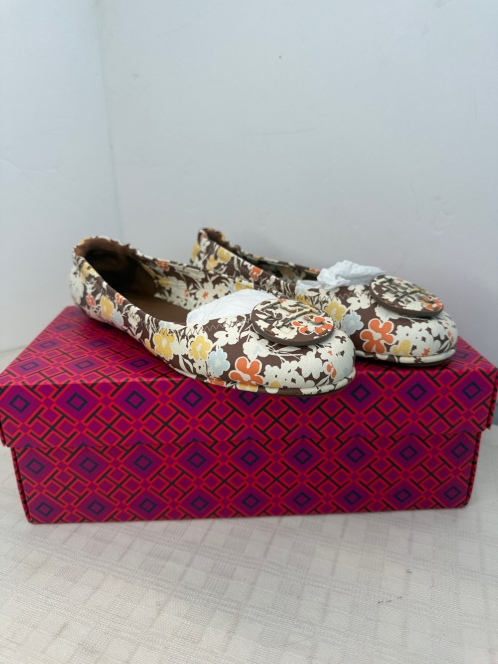 Tory Burch NIB Minnie Ballet Travel Flats 6.5 Reverie Combo Floral